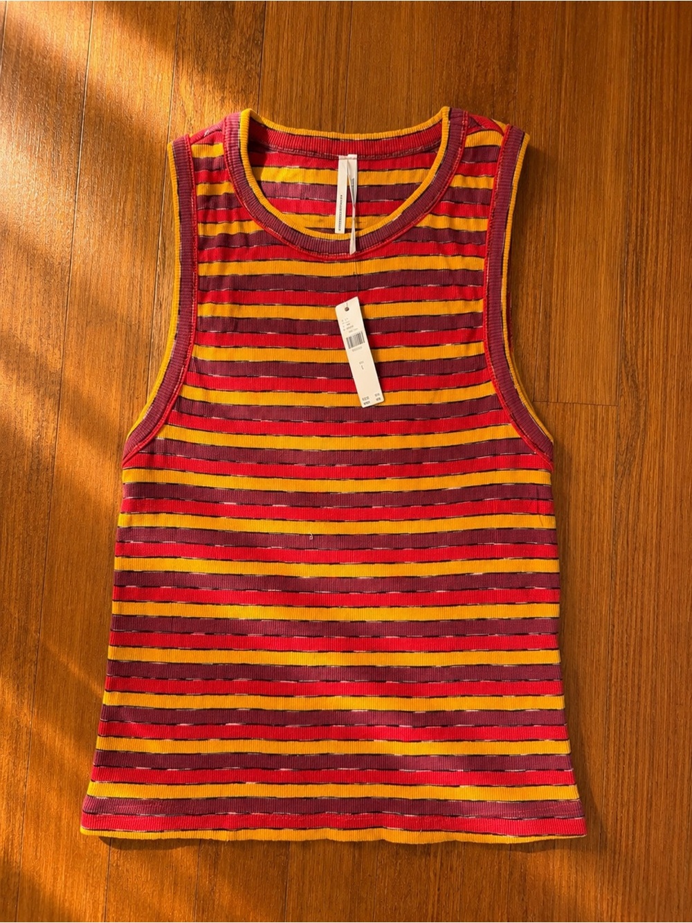 Free People Anthropologie Ribbed Racer Tank Sz L NWT